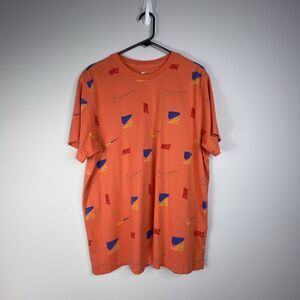 NIKE Men's Orange T-Shirt Size XL Graphic Swoosh